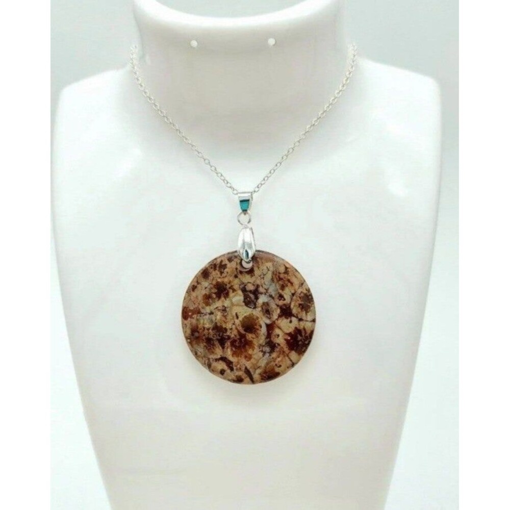 Large Brown Snowflake Obsidian Necklace Natural Gemstone Pendant